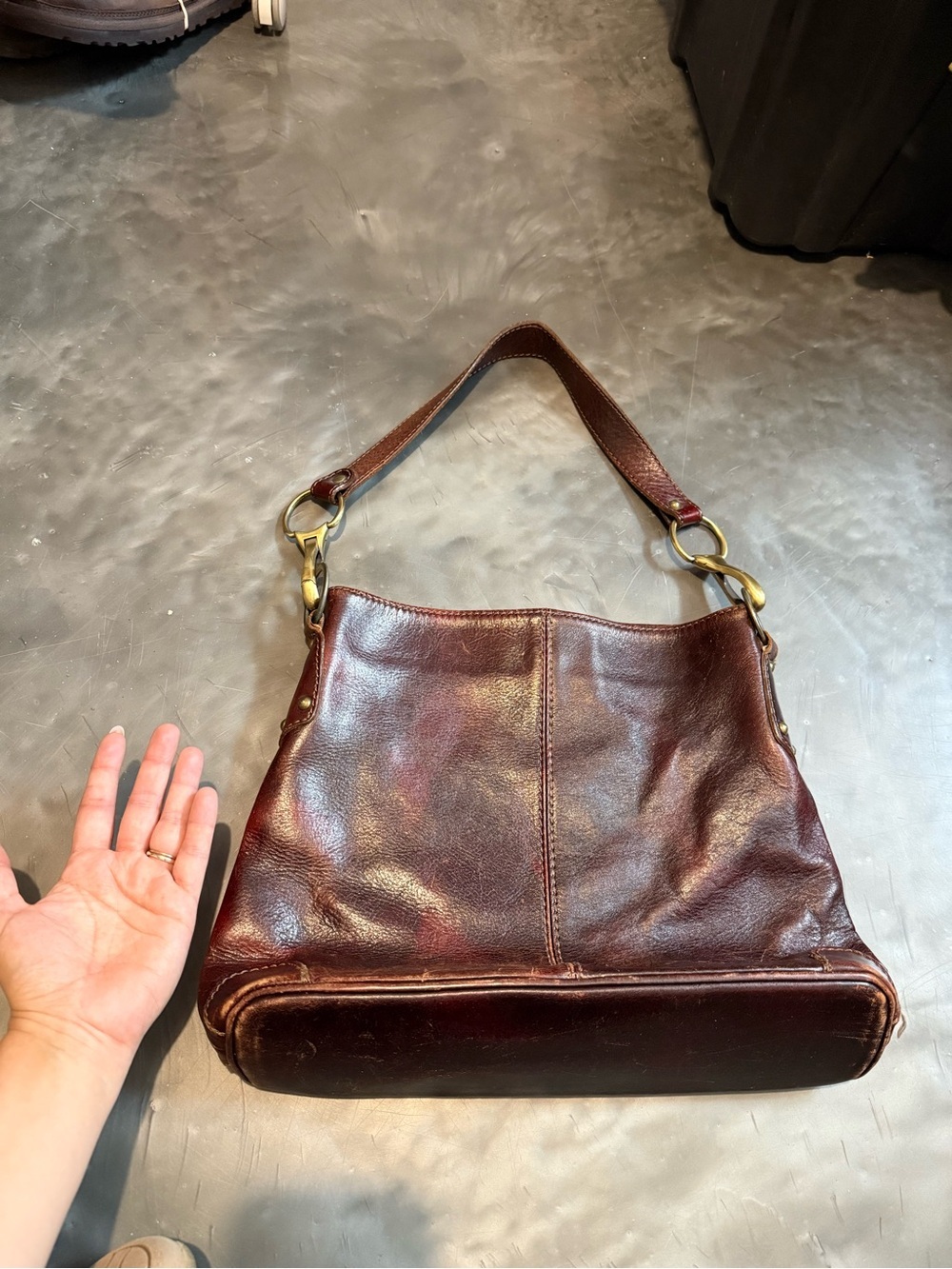 Classic Brown Leather Hobo Bag - Women's Shoulder Purse - Picture 2 of 2